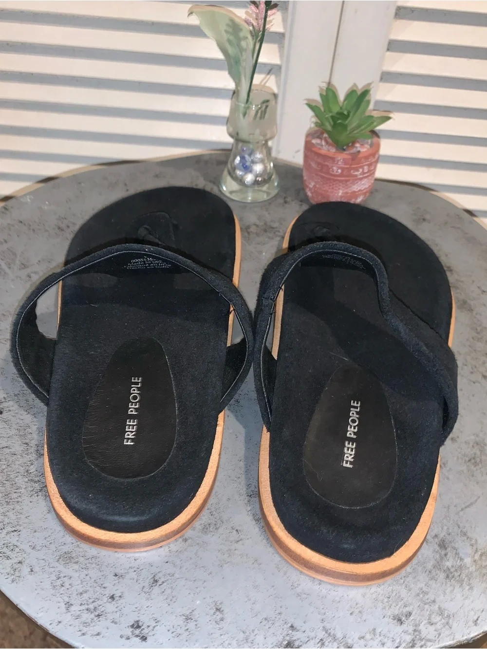 Free People Mika Footbed Sandals Black Suede women’s size 9 NWOB